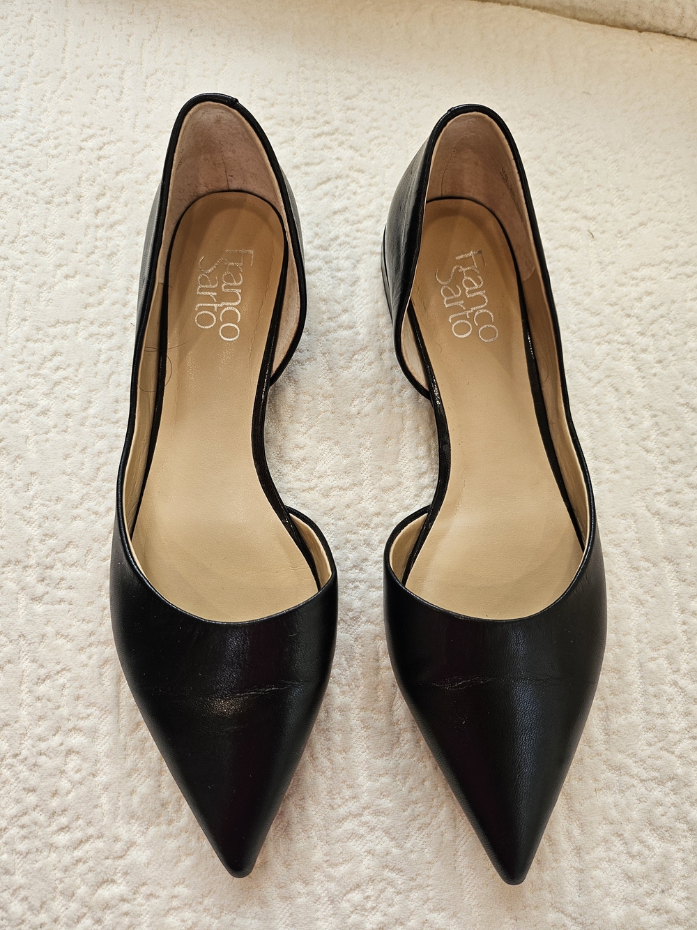 Franco Sarto Black Pointed Toe D'Orsay Flats